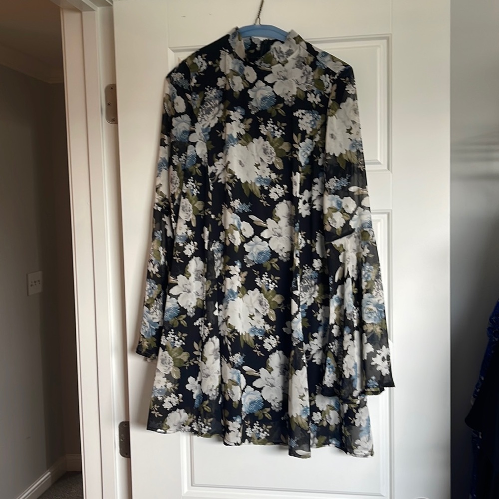 LULUs High Neck Bell Sleeve Dress
